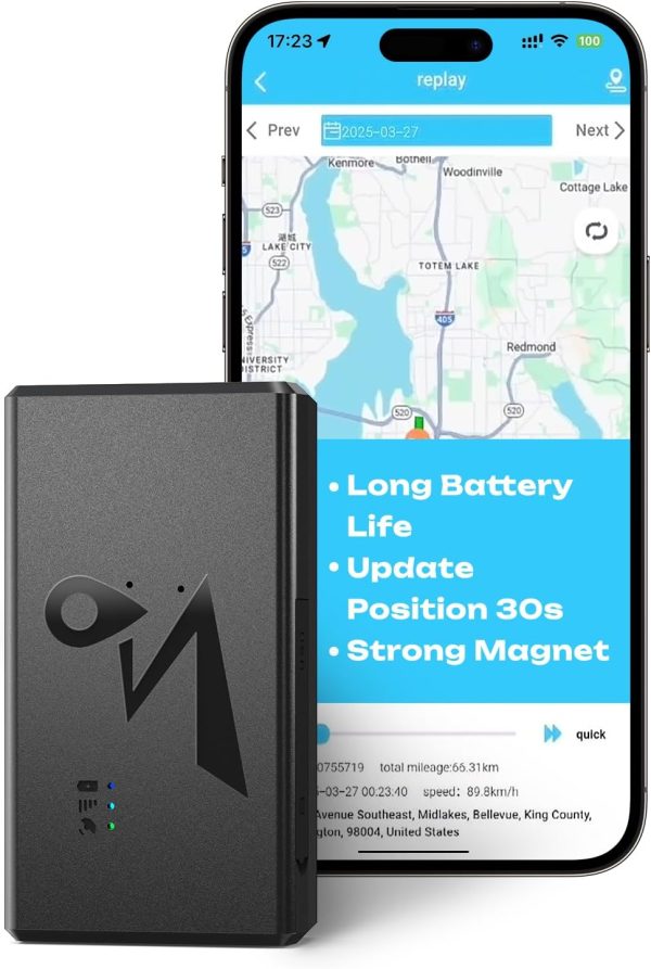 4G LTE GPS Tracker for Vehicles & Cars 90-Day Battery Life, Real-Time Tracking & Geo-Fencing Alerts, USA/Canada Coverage Multi Alerts with Tracker Design (Subscription Required)