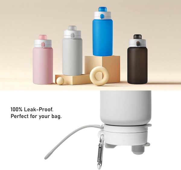 Opard Collapsible Water Bottles 19 Oz - BPA Free, Leak Proof, Foldable Silicone Collapse Bottle, Easy to Compact and Expandable, Travel Essentials Accessories - Image 5